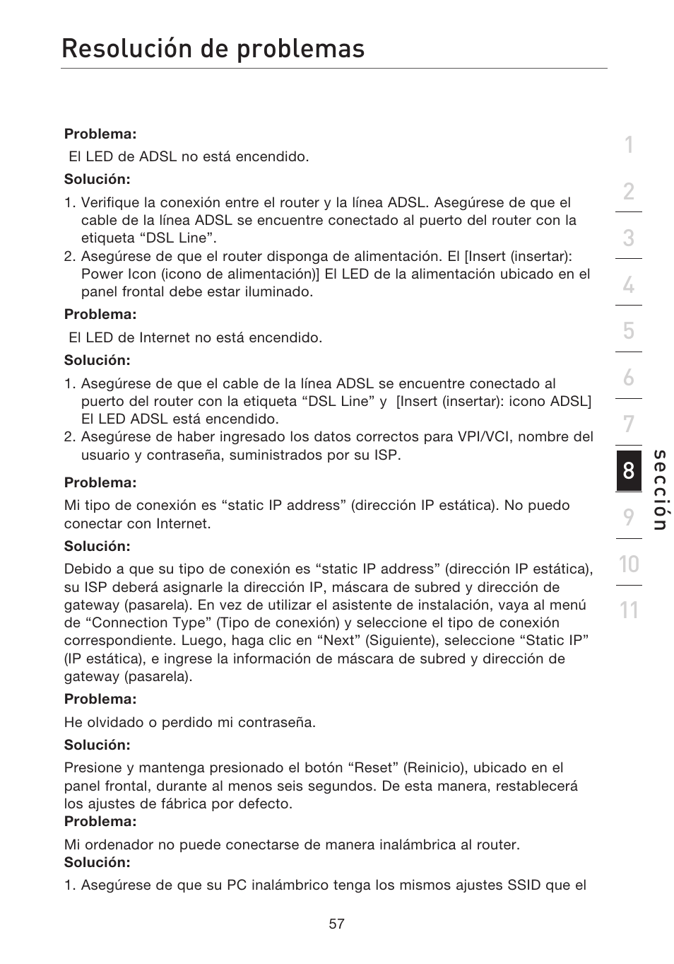 Resolución de problemas | Belkin F5D7632EA4A User Manual | Page 395 / 504