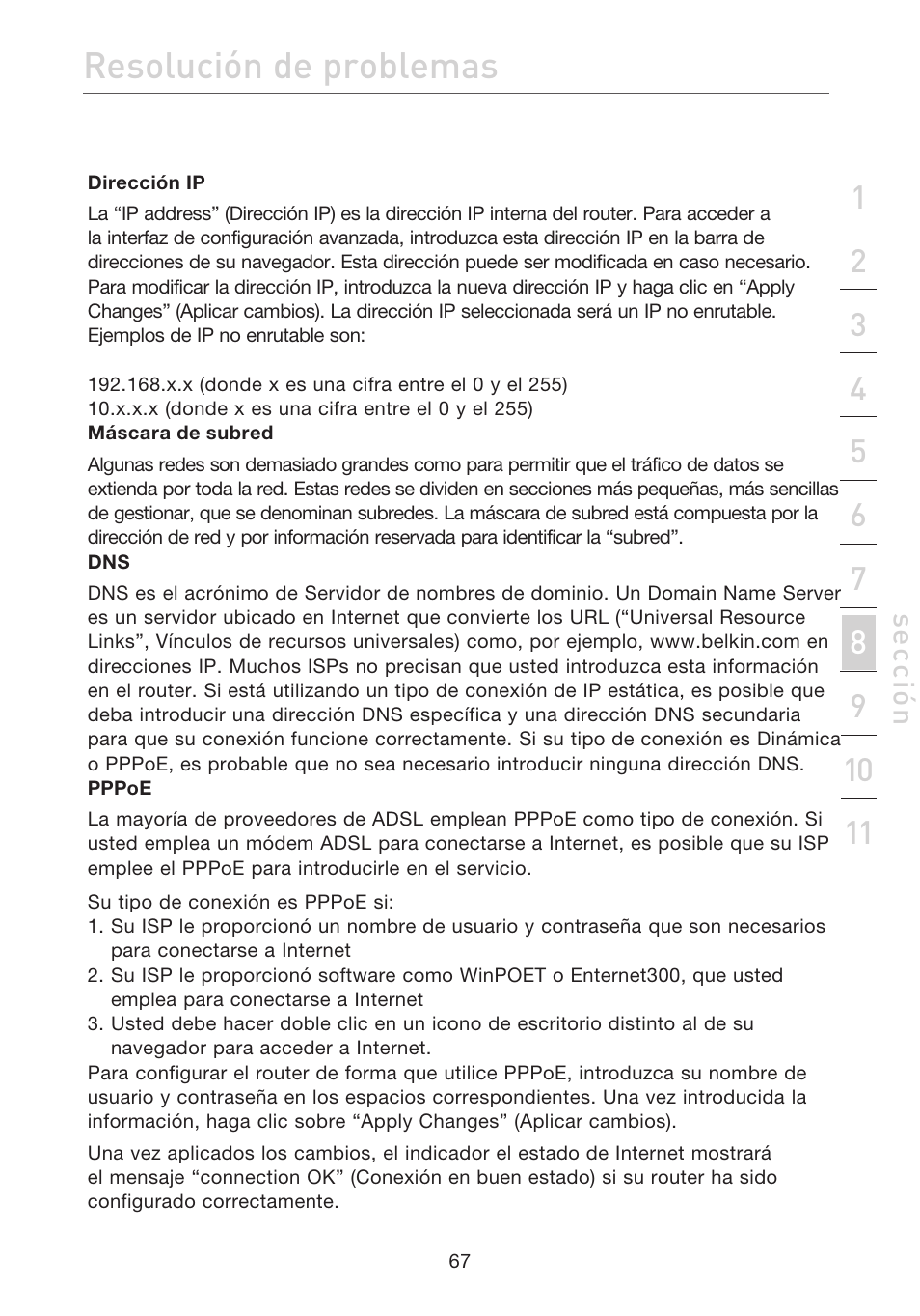 Resolución de problemas | Belkin F5D7632EA4A User Manual | Page 405 / 504