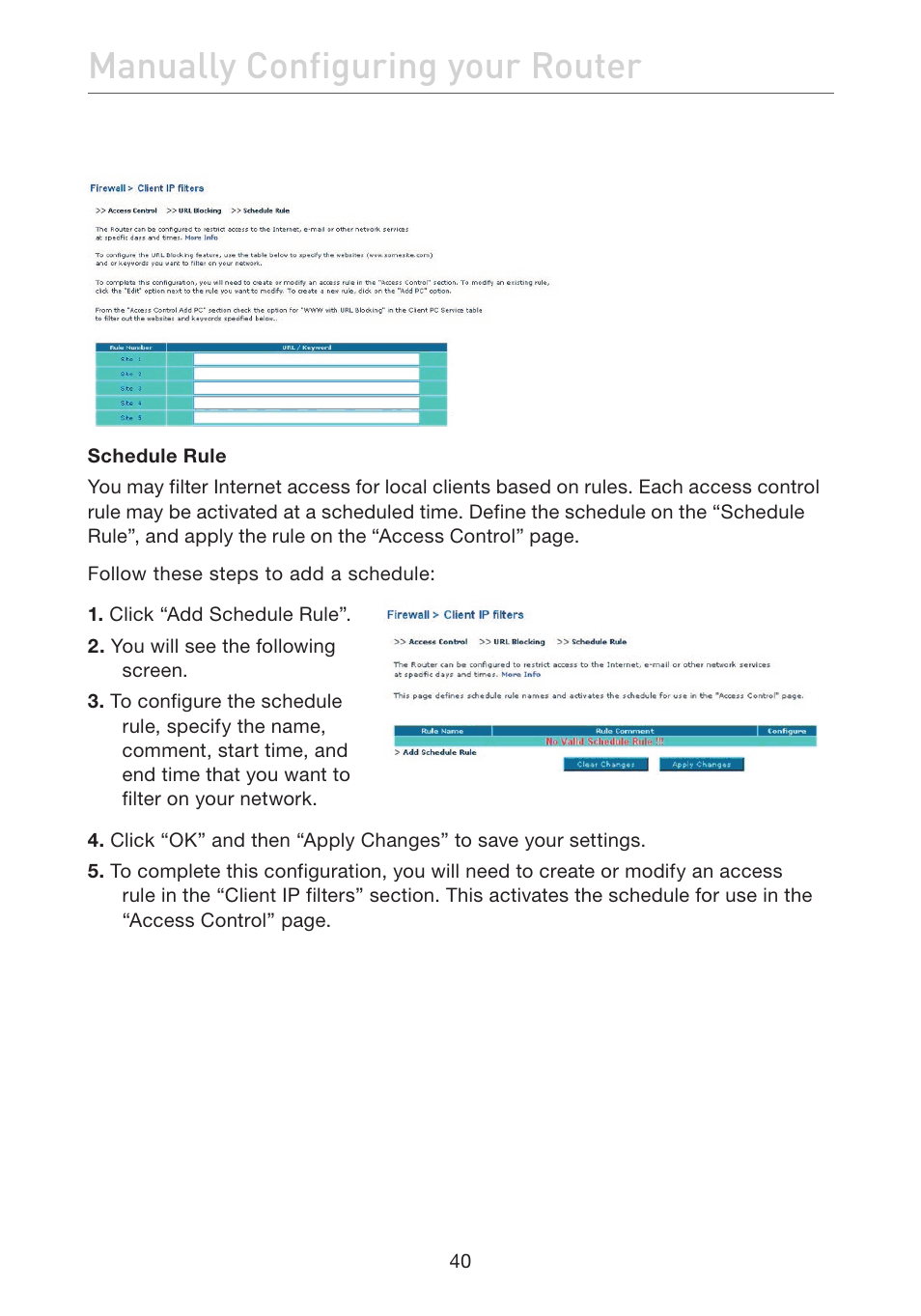 Manually configuring your router | Belkin F5D7632EA4A User Manual | Page 42 / 504
