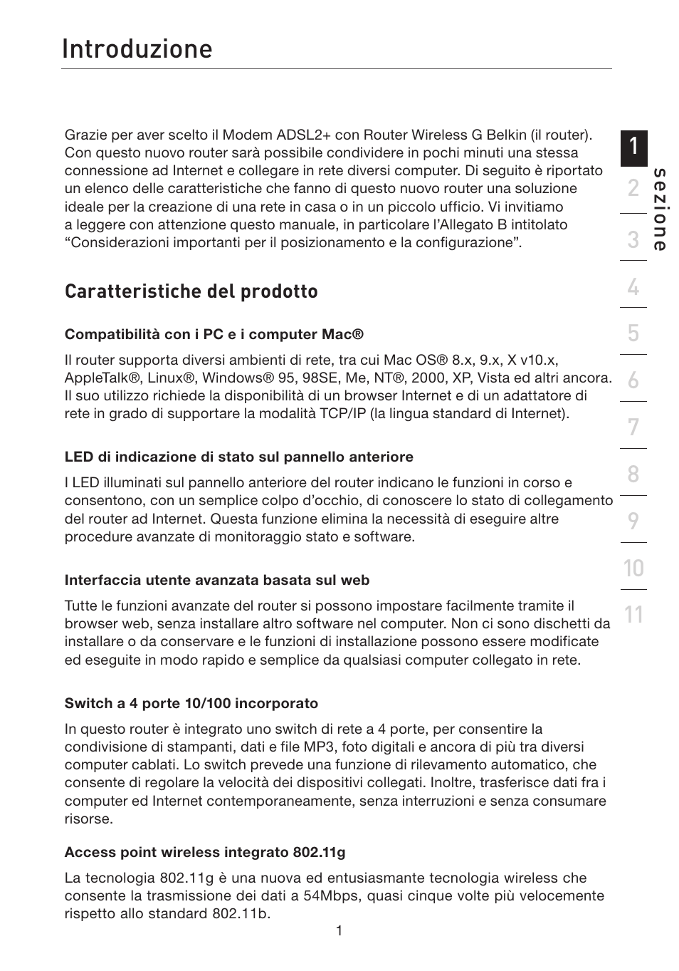 Introduzione | Belkin F5D7632EA4A User Manual | Page 422 / 504