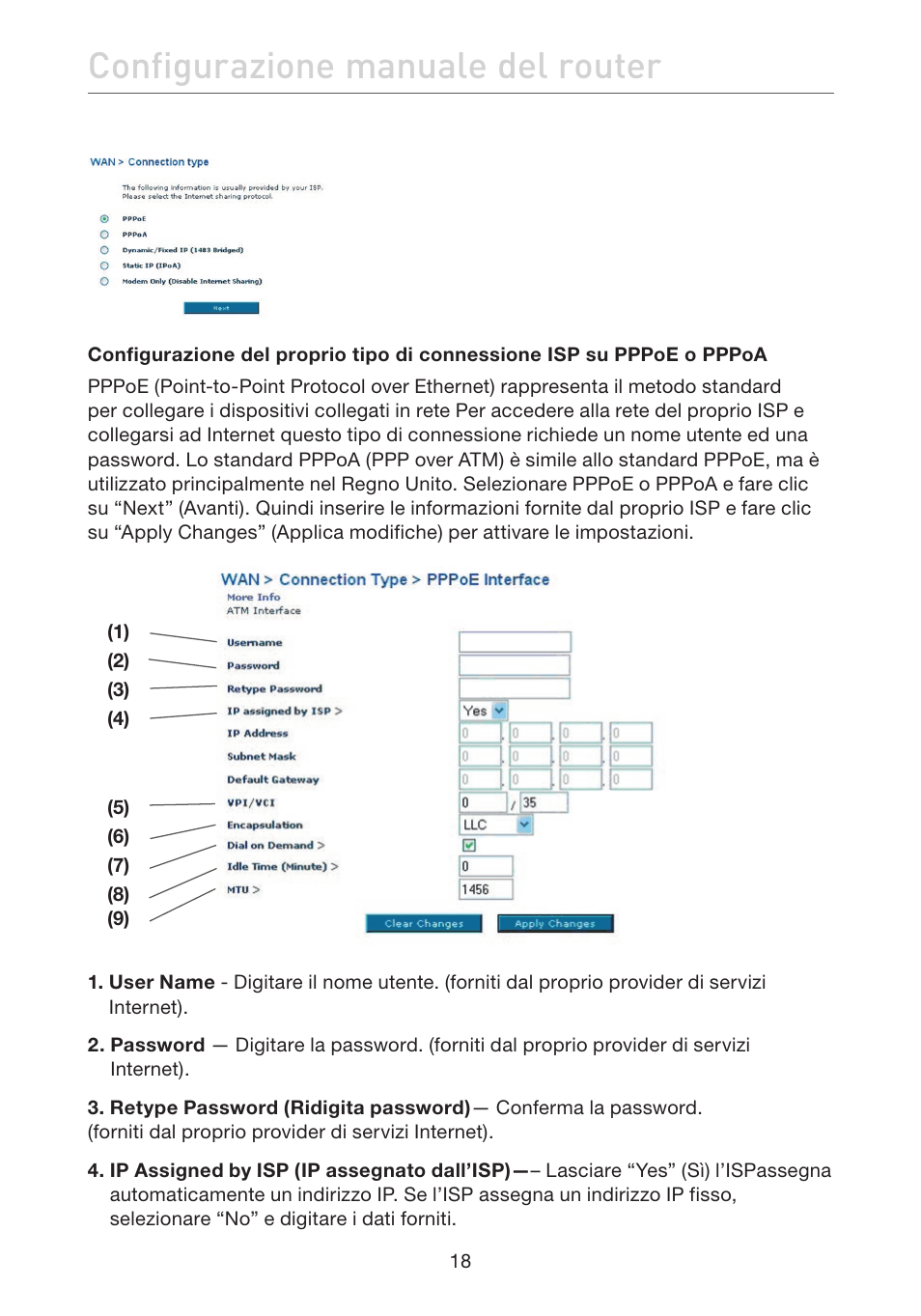 Configurazione manuale del router | Belkin F5D7632EA4A User Manual | Page 439 / 504