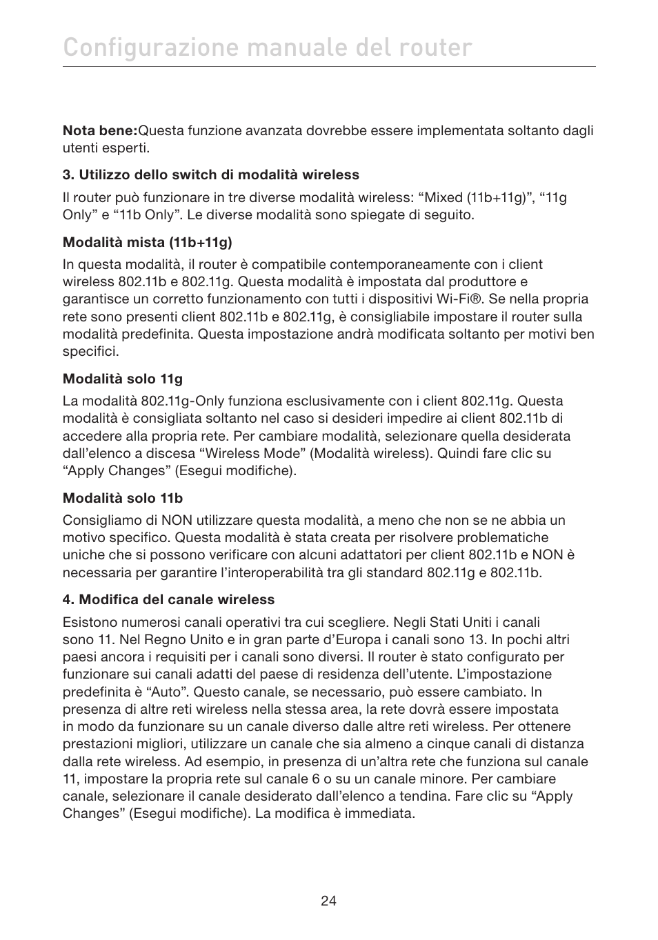 Configurazione manuale del router | Belkin F5D7632EA4A User Manual | Page 445 / 504