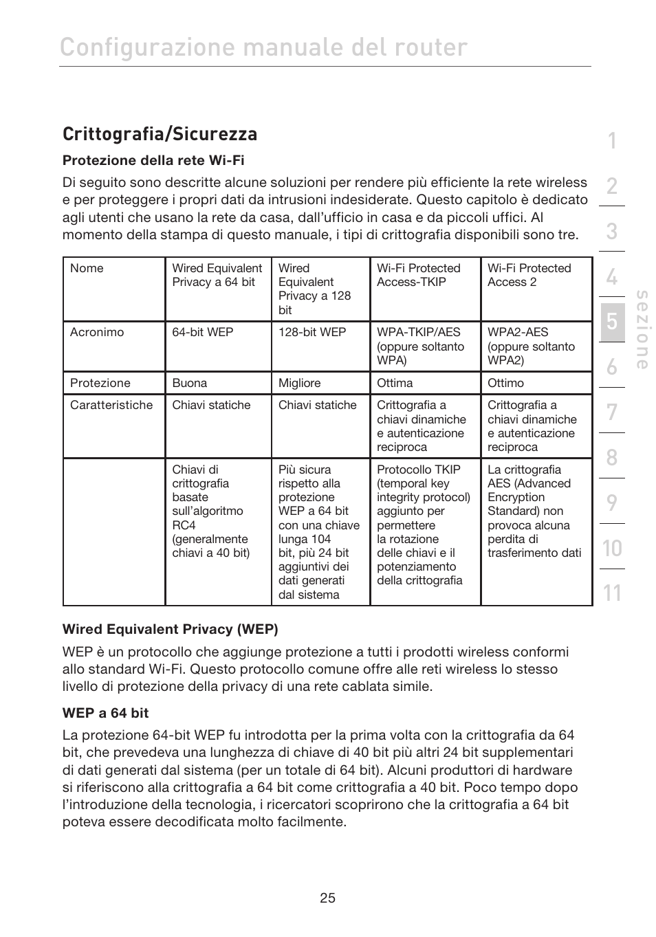 Configurazione manuale del router, Se zio n e, Crittografia/sicurezza | Belkin F5D7632EA4A User Manual | Page 446 / 504