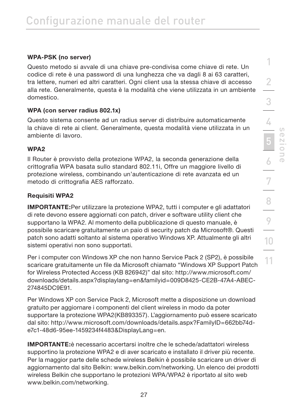 Configurazione manuale del router | Belkin F5D7632EA4A User Manual | Page 448 / 504