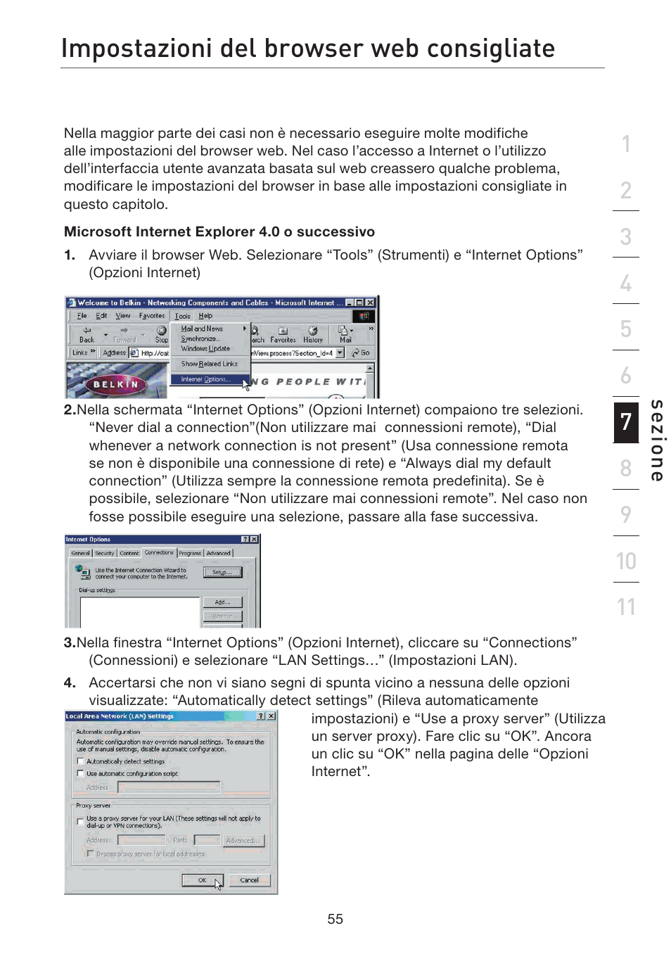 Impostazioni del browser web consigliate | Belkin F5D7632EA4A User Manual | Page 476 / 504