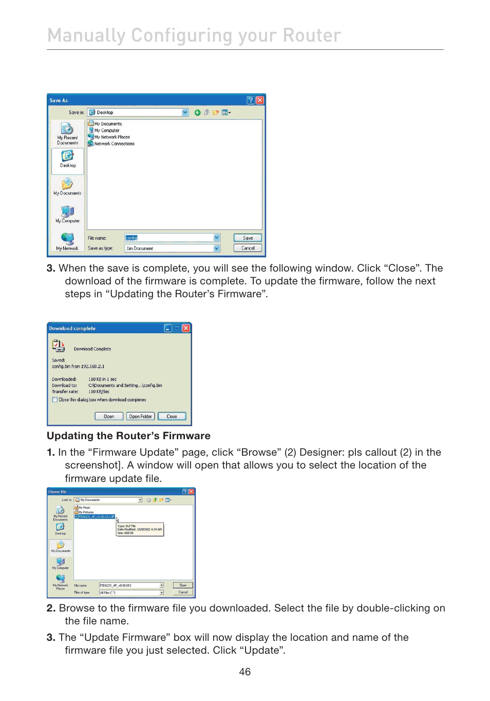 Manually configuring your router | Belkin F5D7632EA4A User Manual | Page 48 / 504