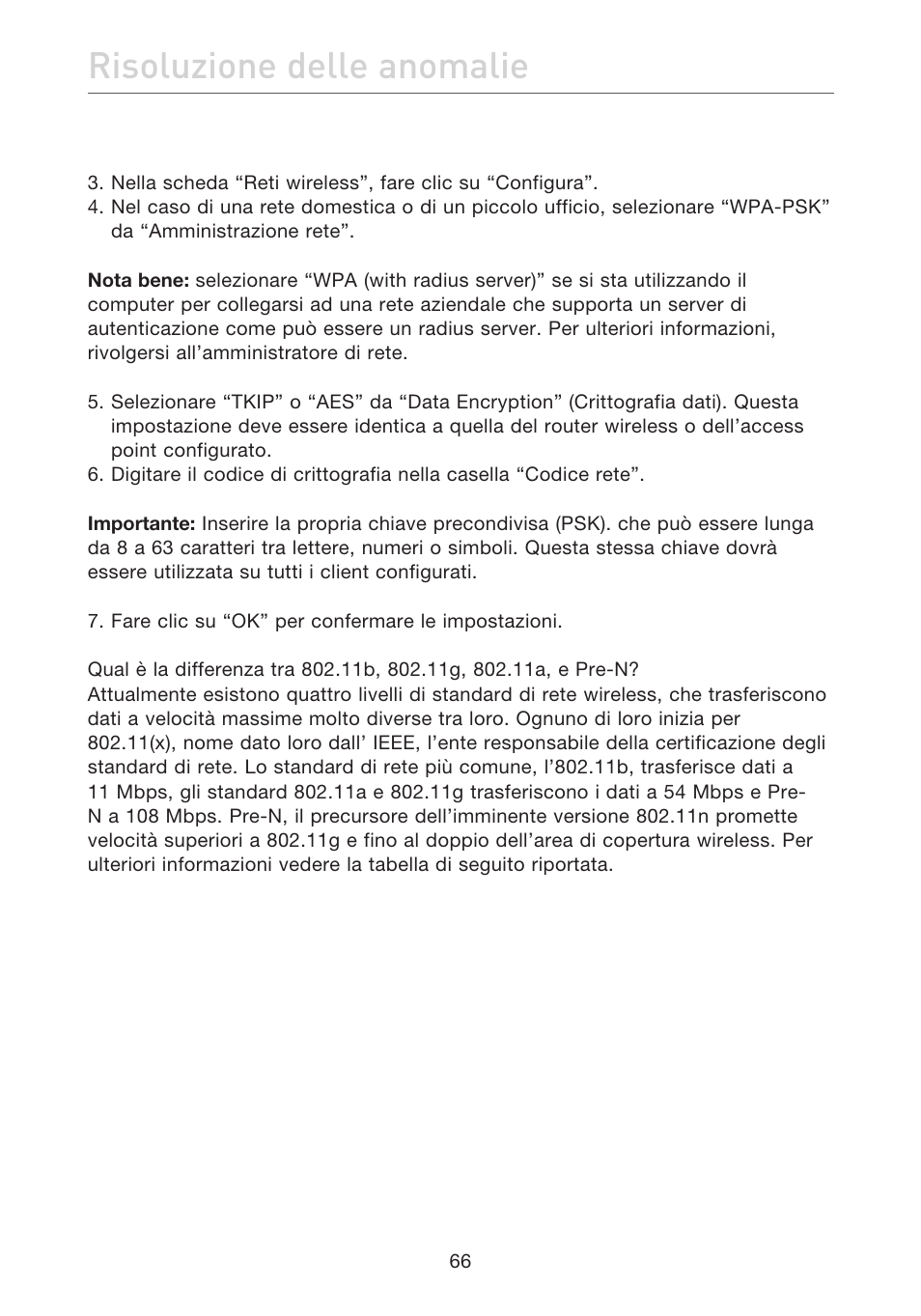 Risoluzione delle anomalie | Belkin F5D7632EA4A User Manual | Page 487 / 504