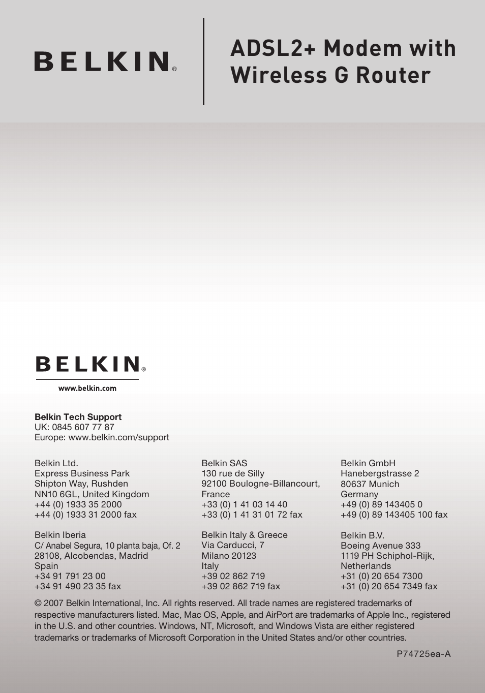 Adsl2+ modem with wireless g router | Belkin F5D7632EA4A User Manual | Page 84 / 504