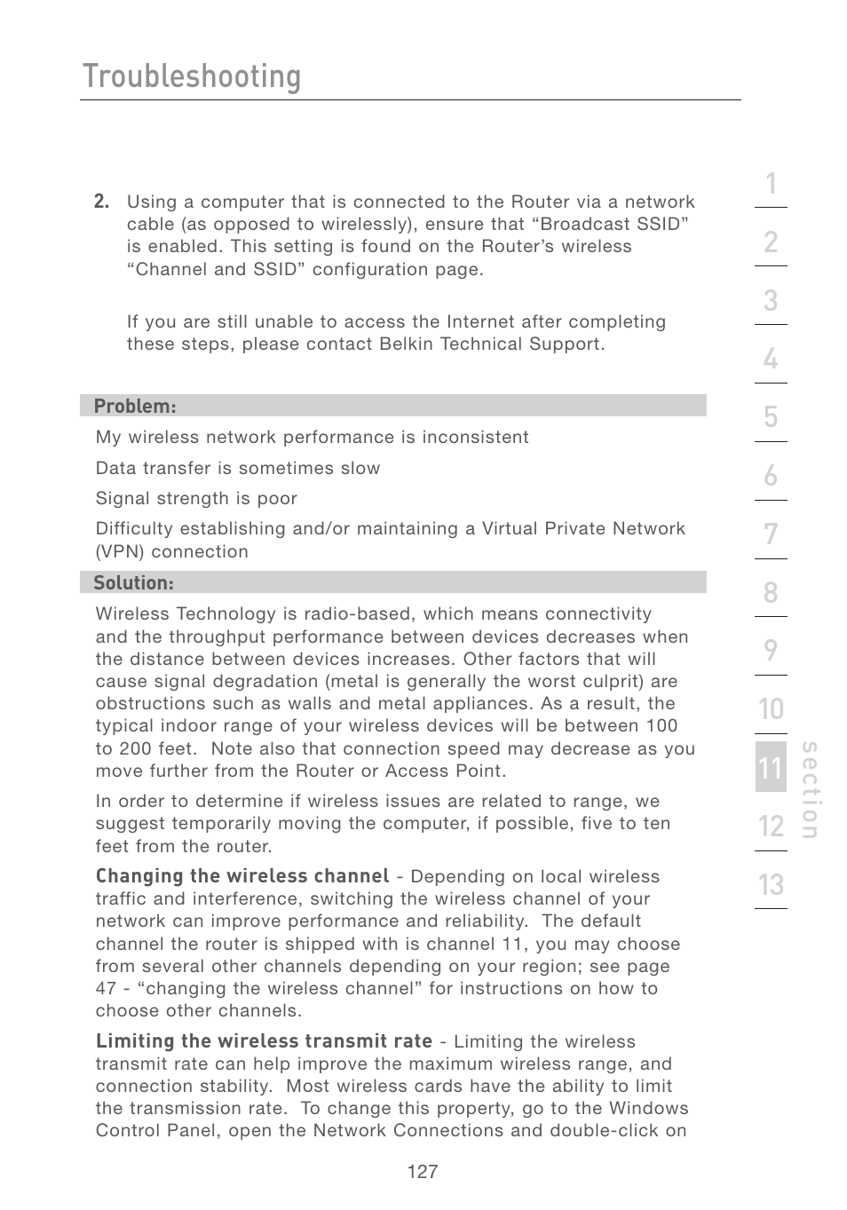 Troubleshooting | Belkin F5D7231-4P User Manual | Page 129 / 146