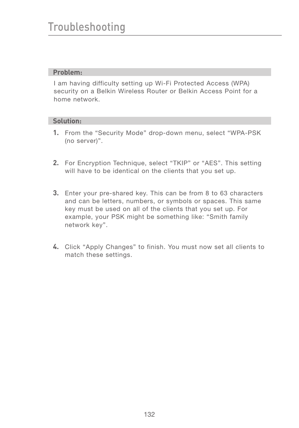Troubleshooting | Belkin F5D7231-4P User Manual | Page 134 / 146