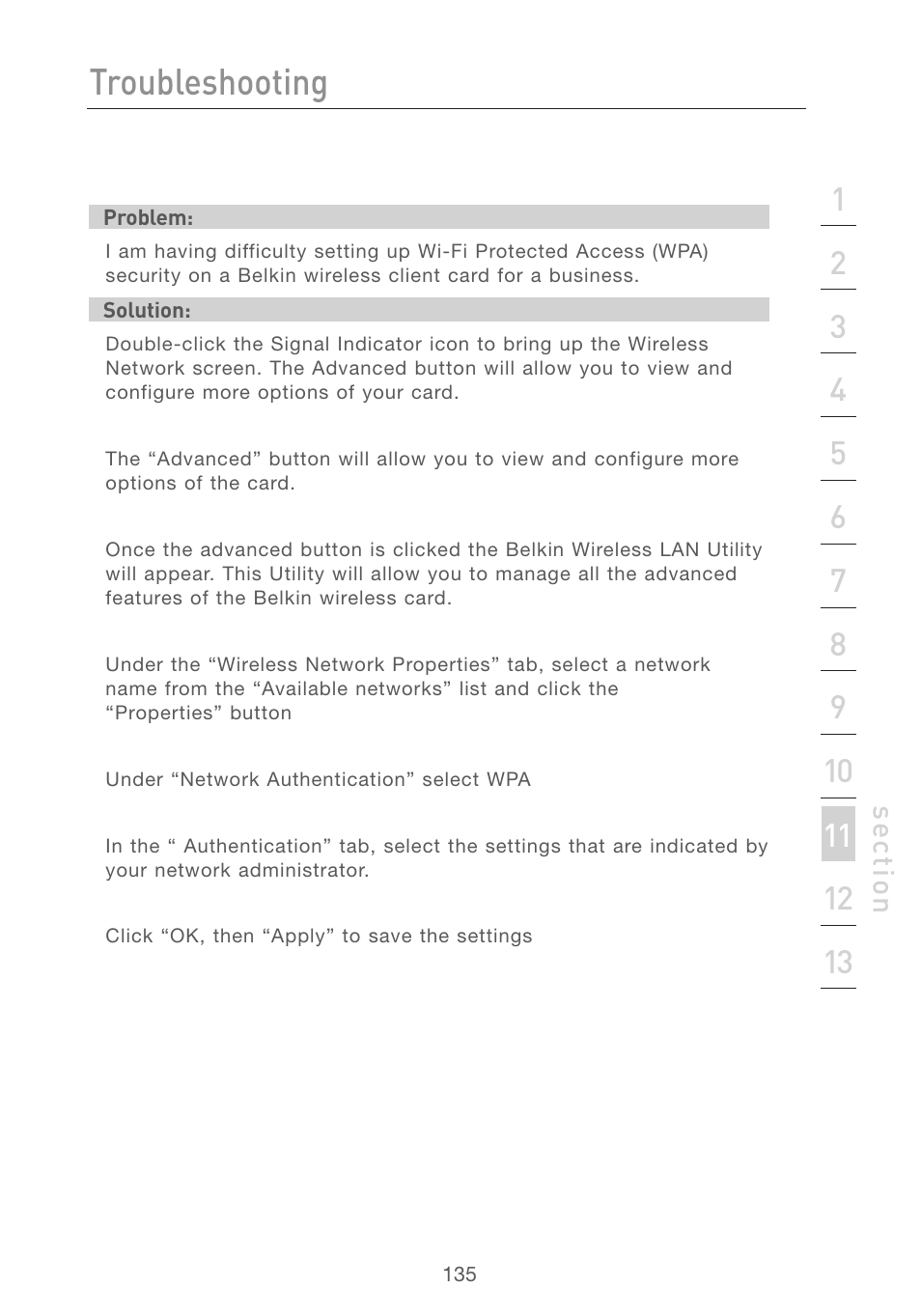 Troubleshooting | Belkin F5D7231-4P User Manual | Page 137 / 146