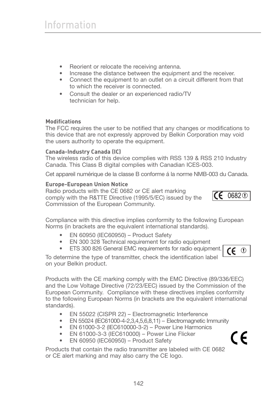 Information, Se ct io n | Belkin F5D7231-4P User Manual | Page 144 / 146