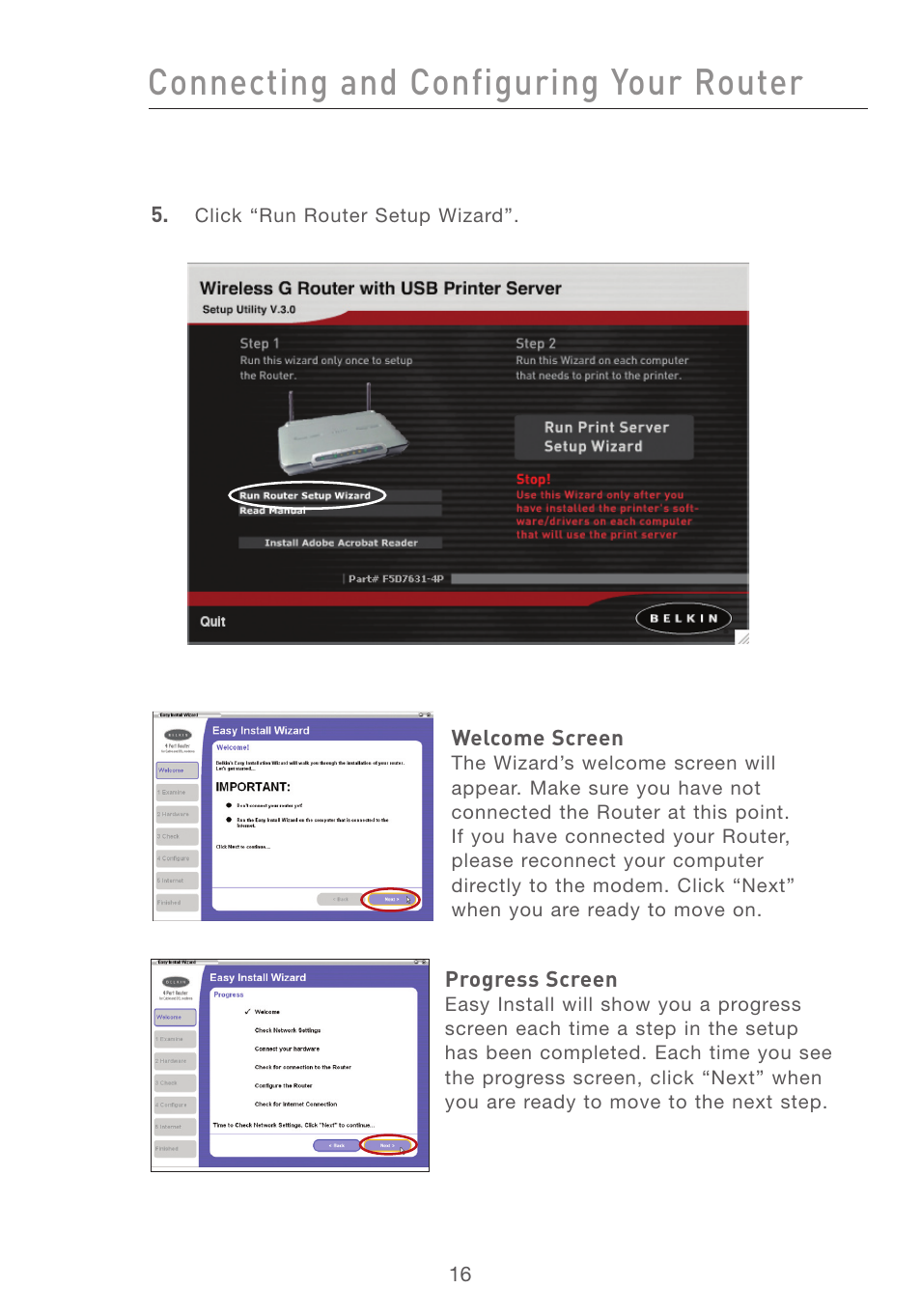 Connecting and configuring your router | Belkin F5D7231-4P User Manual | Page 18 / 146