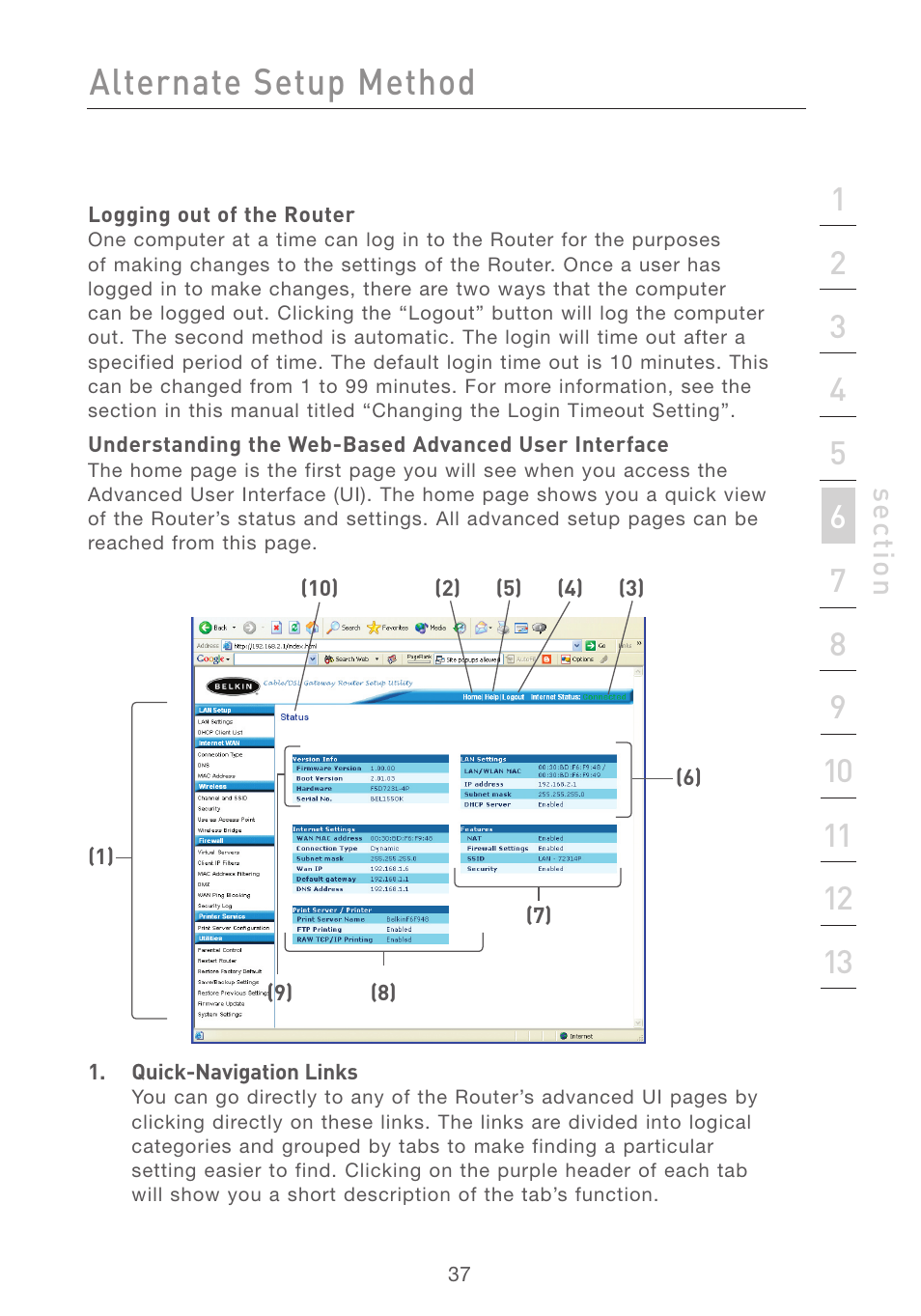 Alternate setup method | Belkin F5D7231-4P User Manual | Page 39 / 146