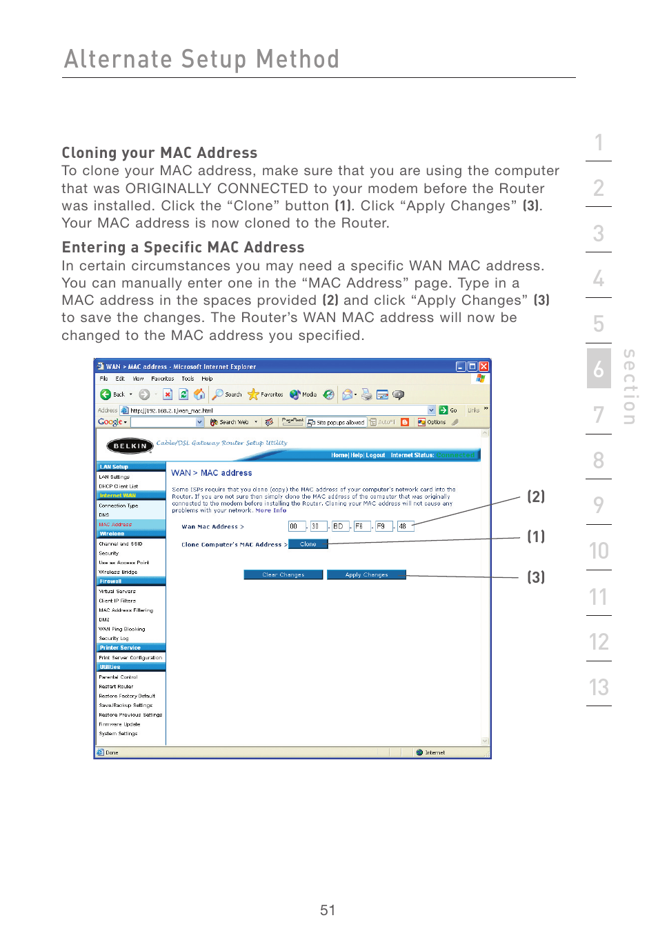 Alternate setup method | Belkin F5D7231-4P User Manual | Page 53 / 146