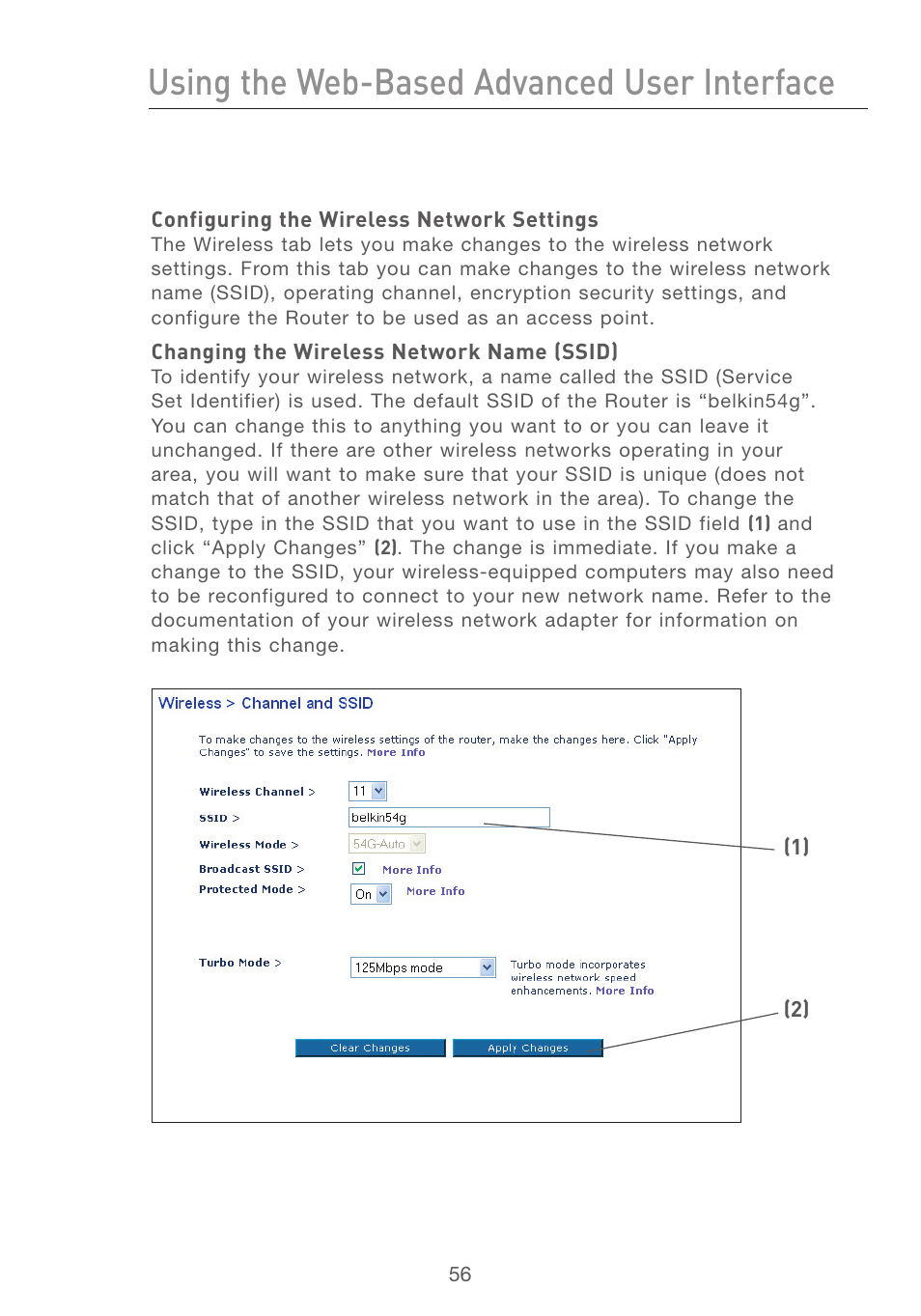 Using the web-based advanced user interface | Belkin F5D7231-4P User Manual | Page 58 / 146