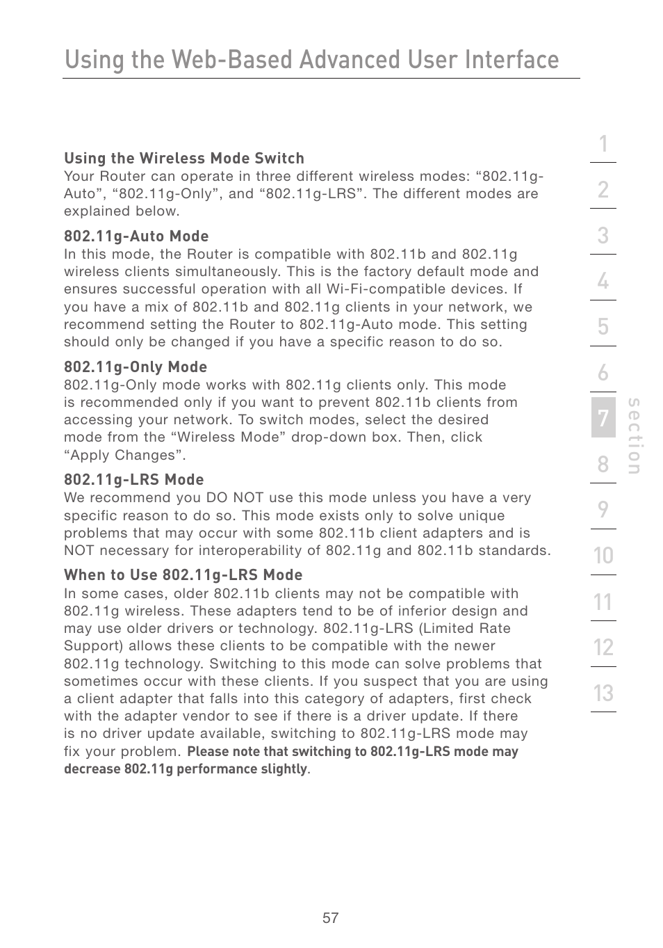 Using the web-based advanced user interface | Belkin F5D7231-4P User Manual | Page 59 / 146