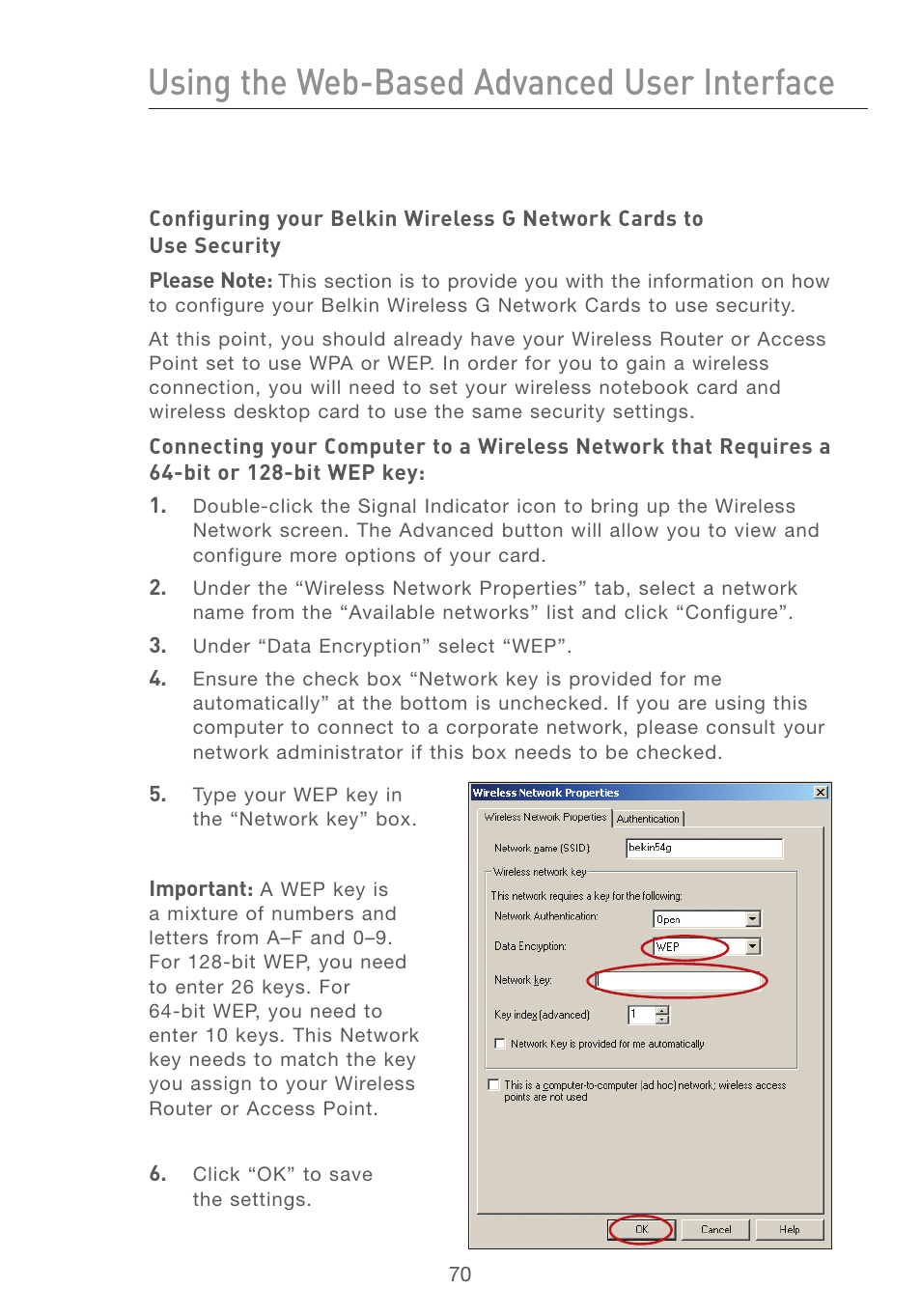 Using the web-based advanced user interface, Se ct io n | Belkin F5D7231-4P User Manual | Page 72 / 146