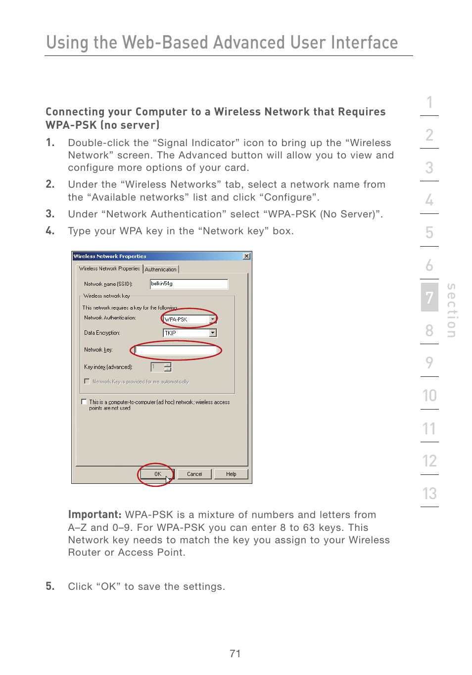 Using the web-based advanced user interface | Belkin F5D7231-4P User Manual | Page 73 / 146