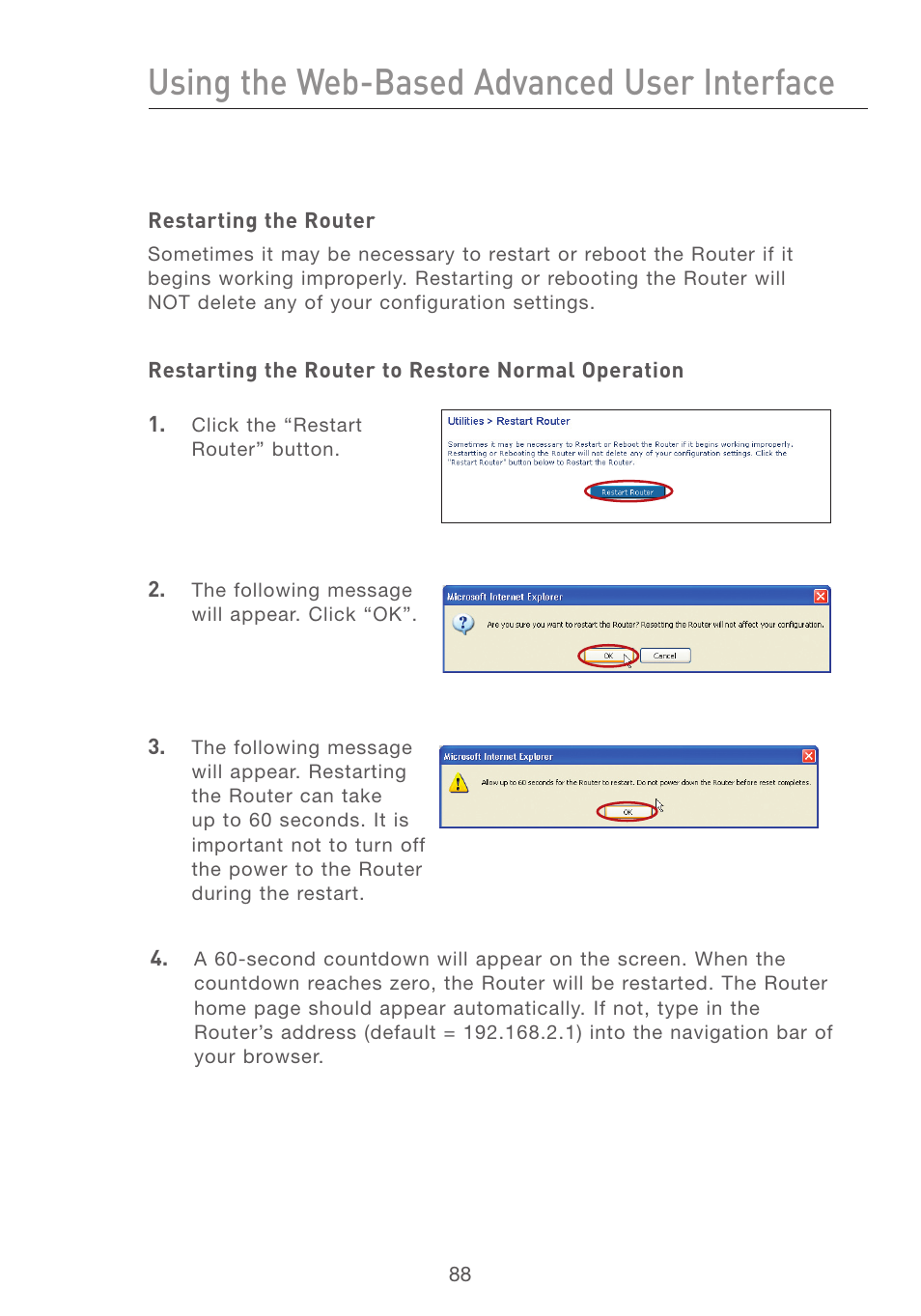 Using the web-based advanced user interface | Belkin F5D7231-4P User Manual | Page 90 / 146