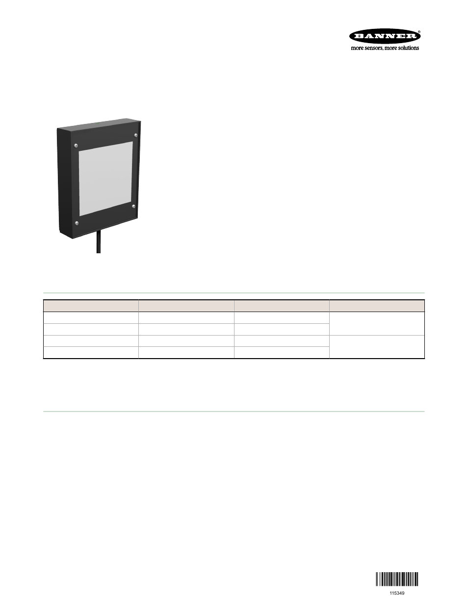 Banner PresencePLUS Lighting User Manual | 3 pages