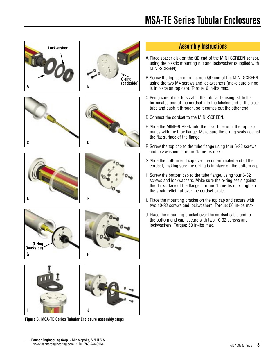 Msa-te series tubular enclosures, Assembly instructions | Banner Enclosures User Manual | Page 3 / 4