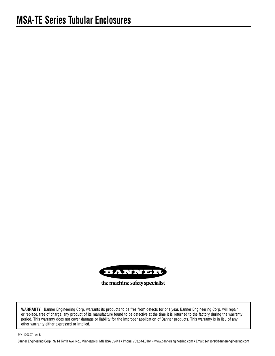 Msa-te series tubular enclosures | Banner Enclosures User Manual | Page 4 / 4