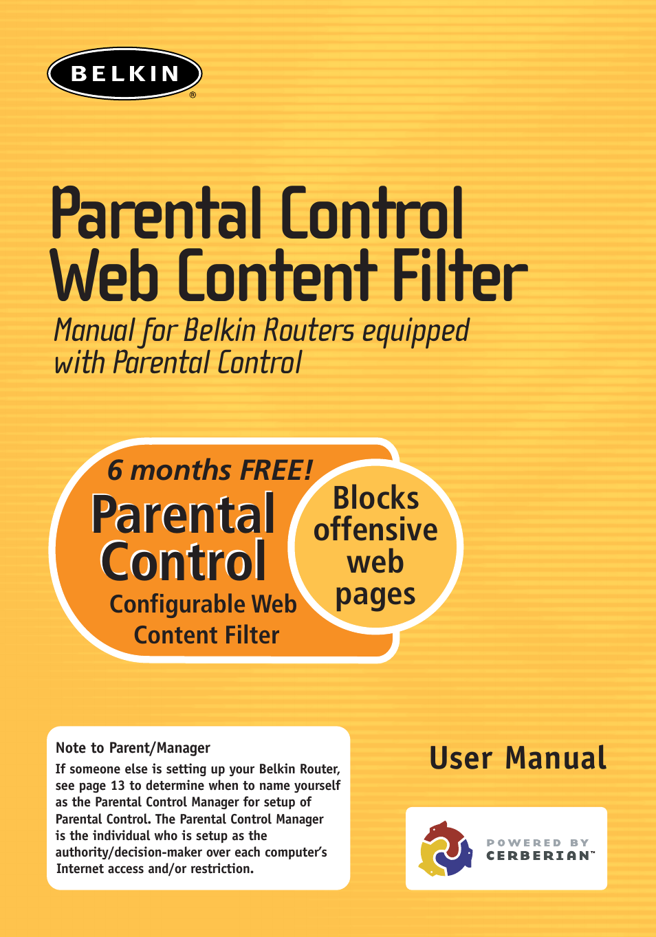 Belkin Parental Control Web Content Filter User Manual | 20 pages