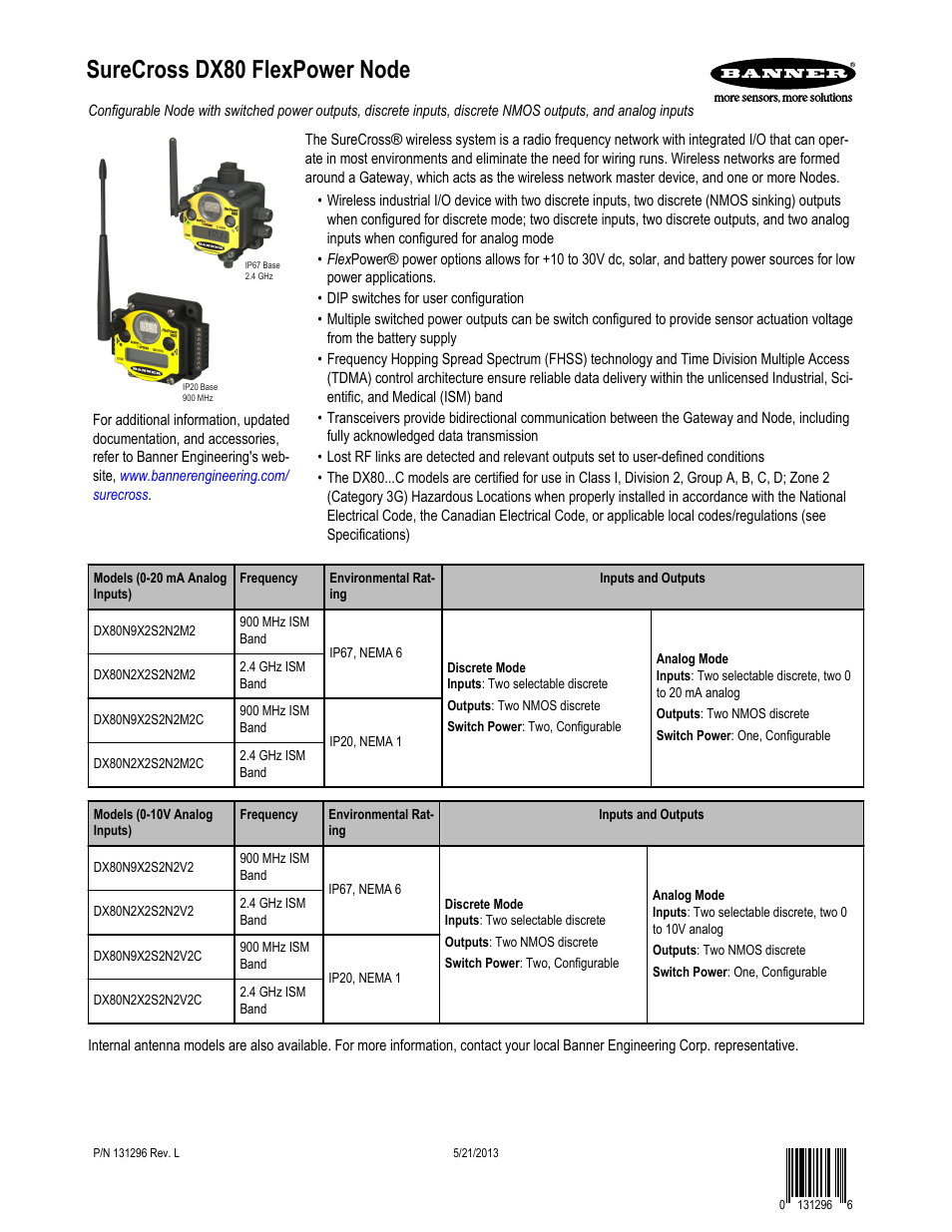 Banner SureCross DX80 Wireless Networks User Manual | 10 pages