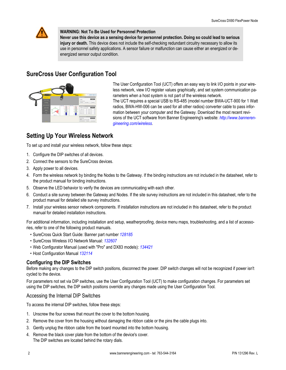 Surecross user configuration tool, Setting up your wireless network | Banner SureCross DX80 Wireless Networks User Manual | Page 2 / 10