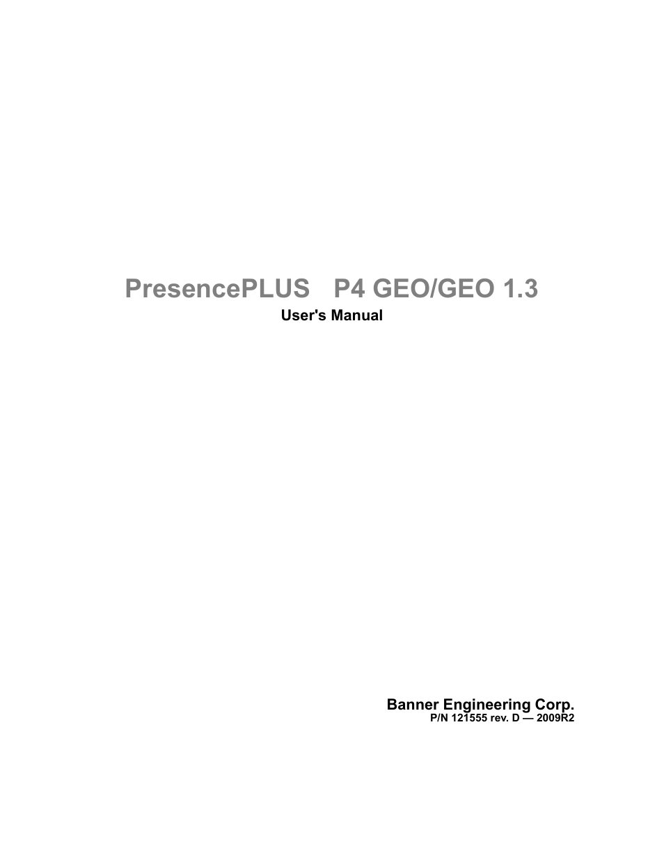Banner PresencePLUS P4 GEO 1.3 Series User Manual | 256 pages