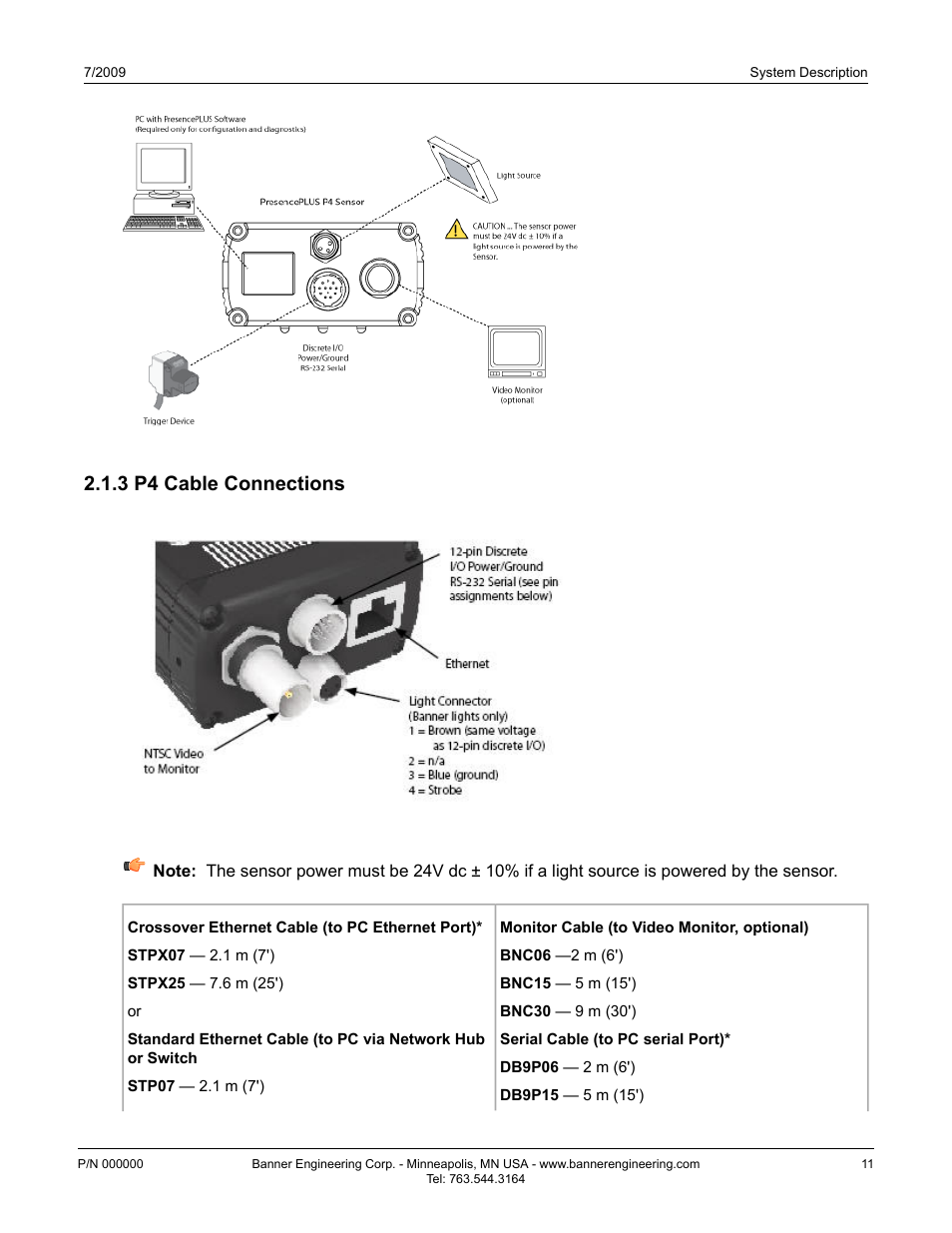 3 p4 cable connections | Banner PresencePLUS P4 GEO 1.3 Series User Manual | Page 11 / 256