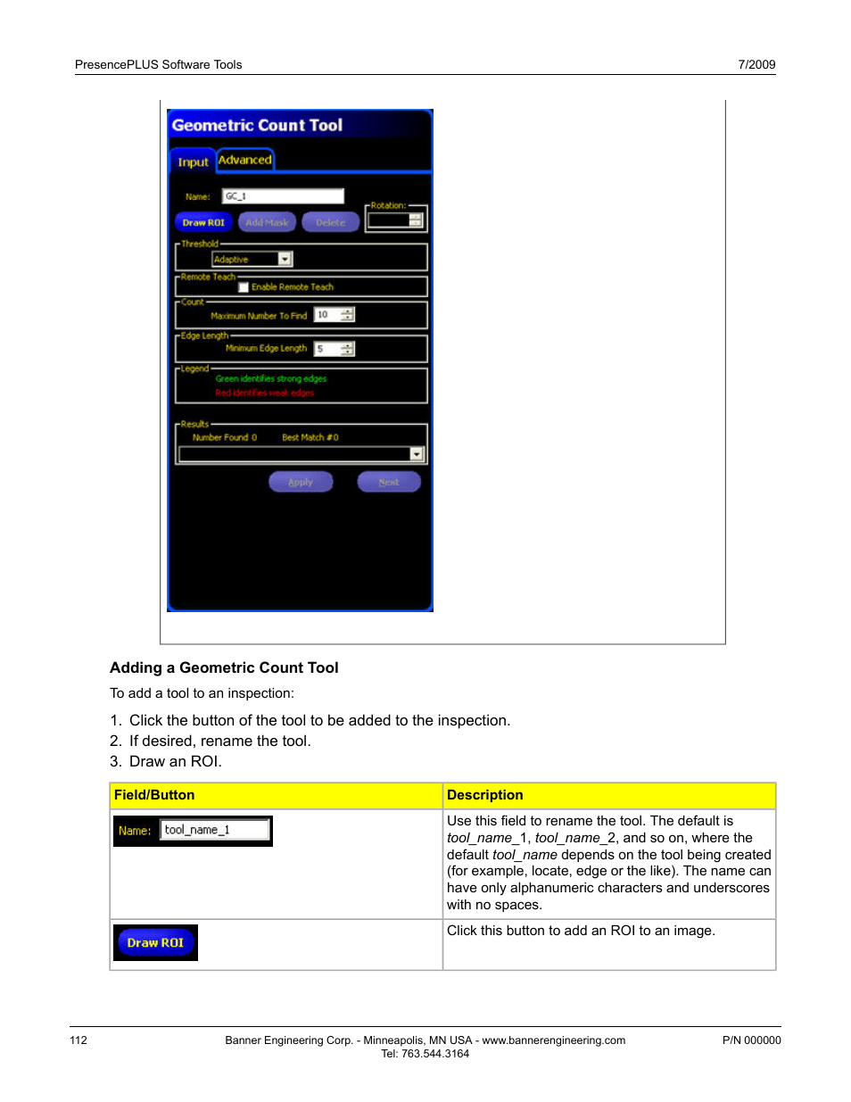 Adding a geometric count tool | Banner PresencePLUS P4 GEO 1.3 Series User Manual | Page 112 / 256