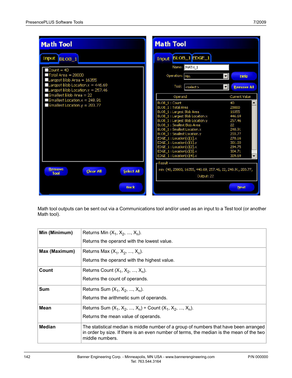 Multiple operand functions | Banner PresencePLUS P4 GEO 1.3 Series User Manual | Page 142 / 256