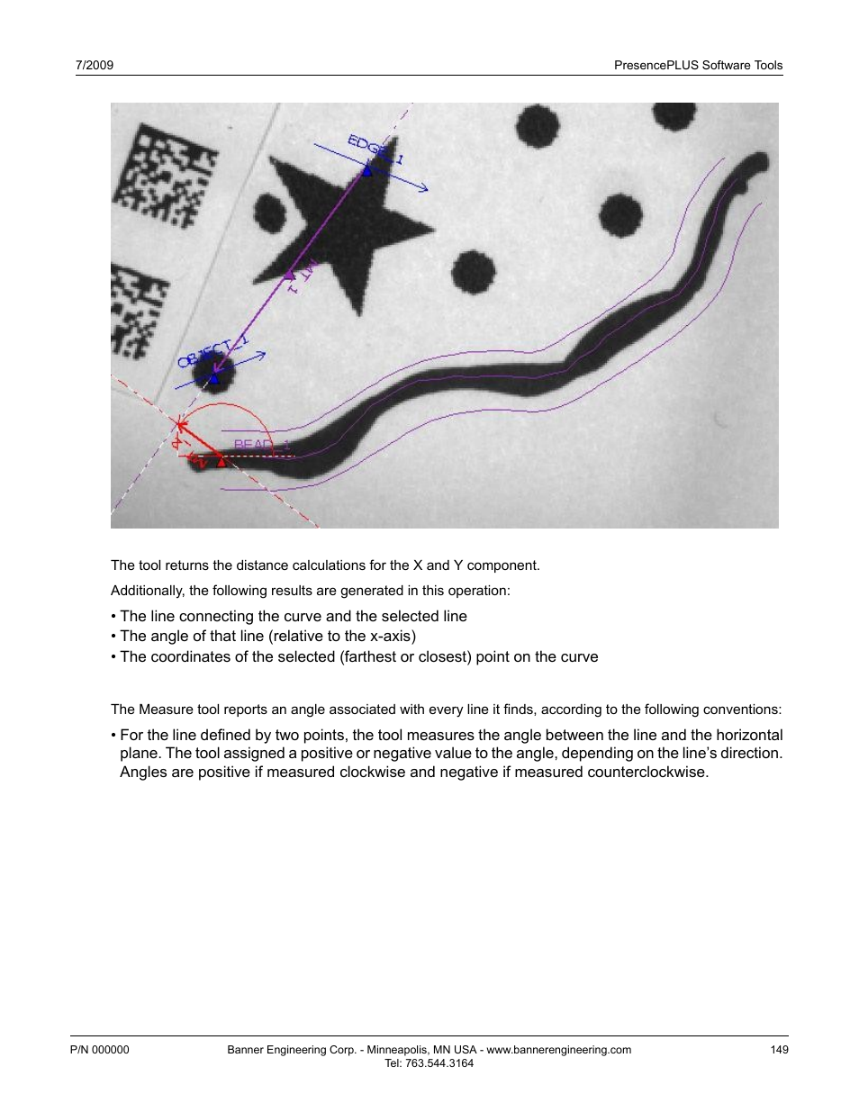 Conventions of the measure tool | Banner PresencePLUS P4 GEO 1.3 Series User Manual | Page 149 / 256