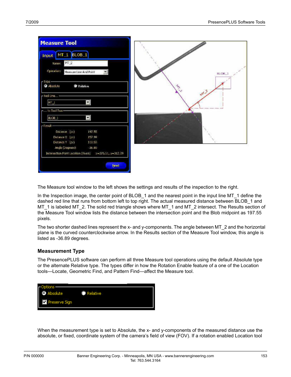 Measurement type, Absolute | Banner PresencePLUS P4 GEO 1.3 Series User Manual | Page 153 / 256