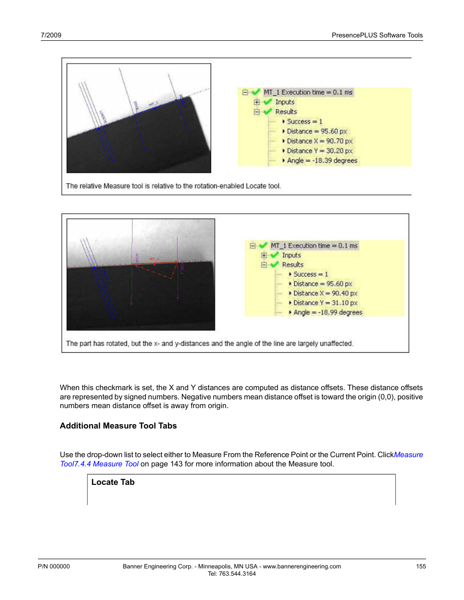 Preserve sign, Additional measure tool tabs, Measure tool locate tab | Banner PresencePLUS P4 GEO 1.3 Series User Manual | Page 155 / 256