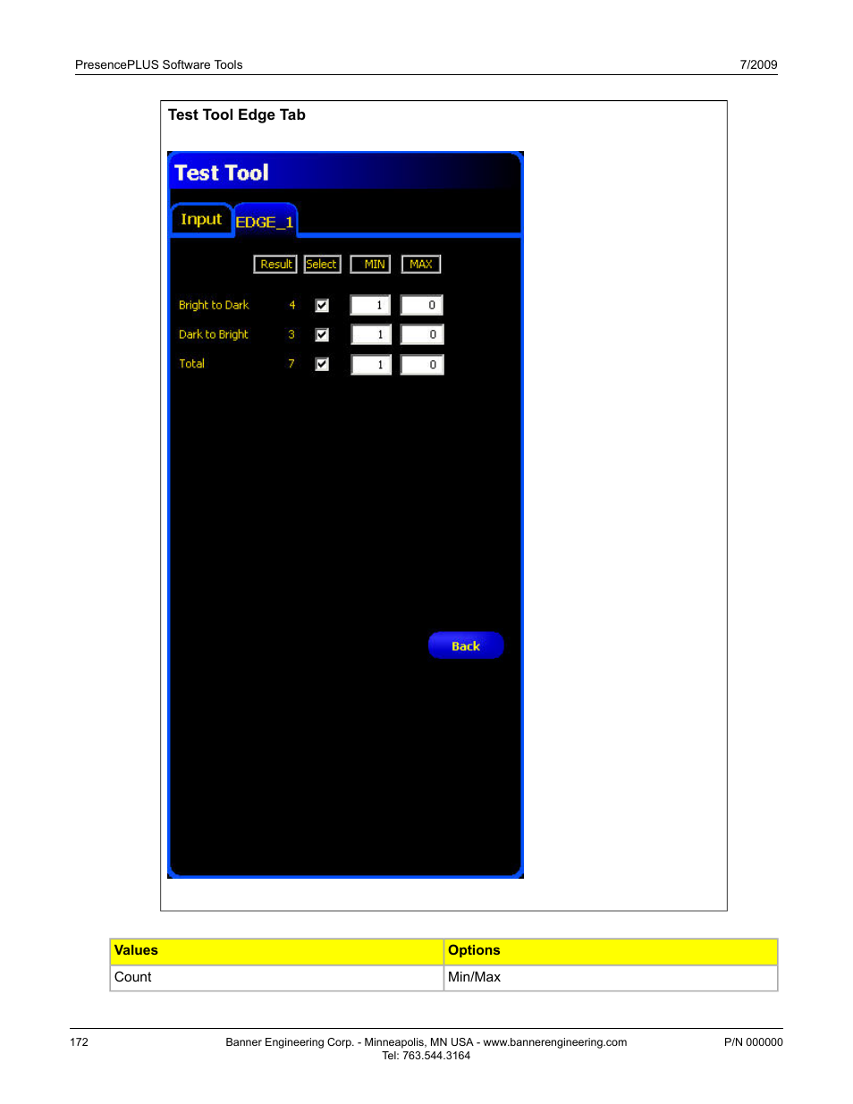 Test tool geometric count tab | Banner PresencePLUS P4 GEO 1.3 Series User Manual | Page 172 / 256