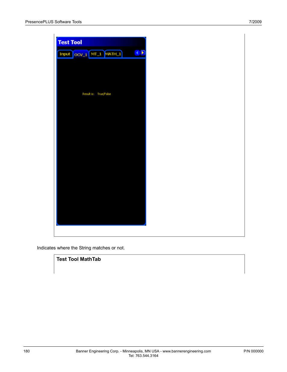 Test tool math tab | Banner PresencePLUS P4 GEO 1.3 Series User Manual | Page 180 / 256