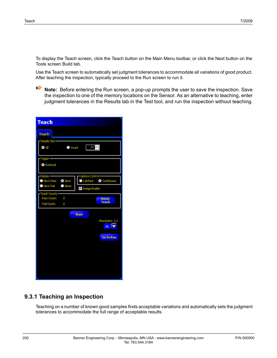 3 teach screen, 1 teaching an inspection | Banner PresencePLUS P4 GEO 1.3 Series User Manual | Page 200 / 256