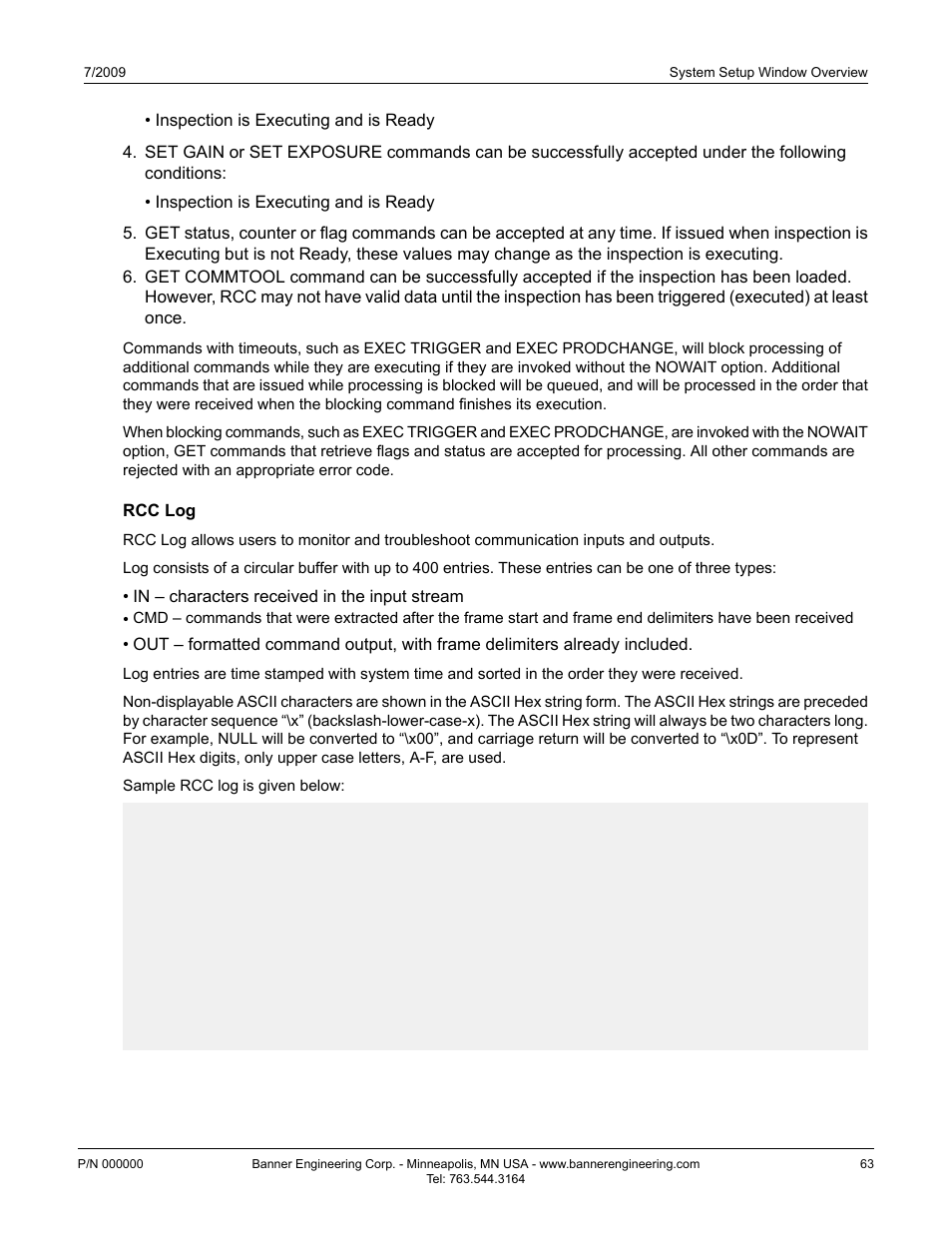 Rcc log | Banner PresencePLUS P4 GEO 1.3 Series User Manual | Page 63 / 256