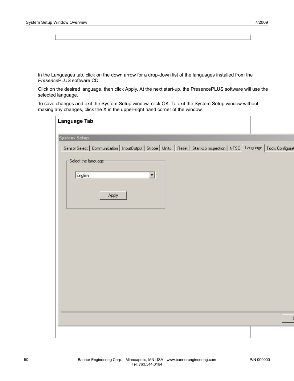 9 language tab, Language tab6.9 language tab | Banner PresencePLUS P4 GEO 1.3 Series User Manual | Page 90 / 256