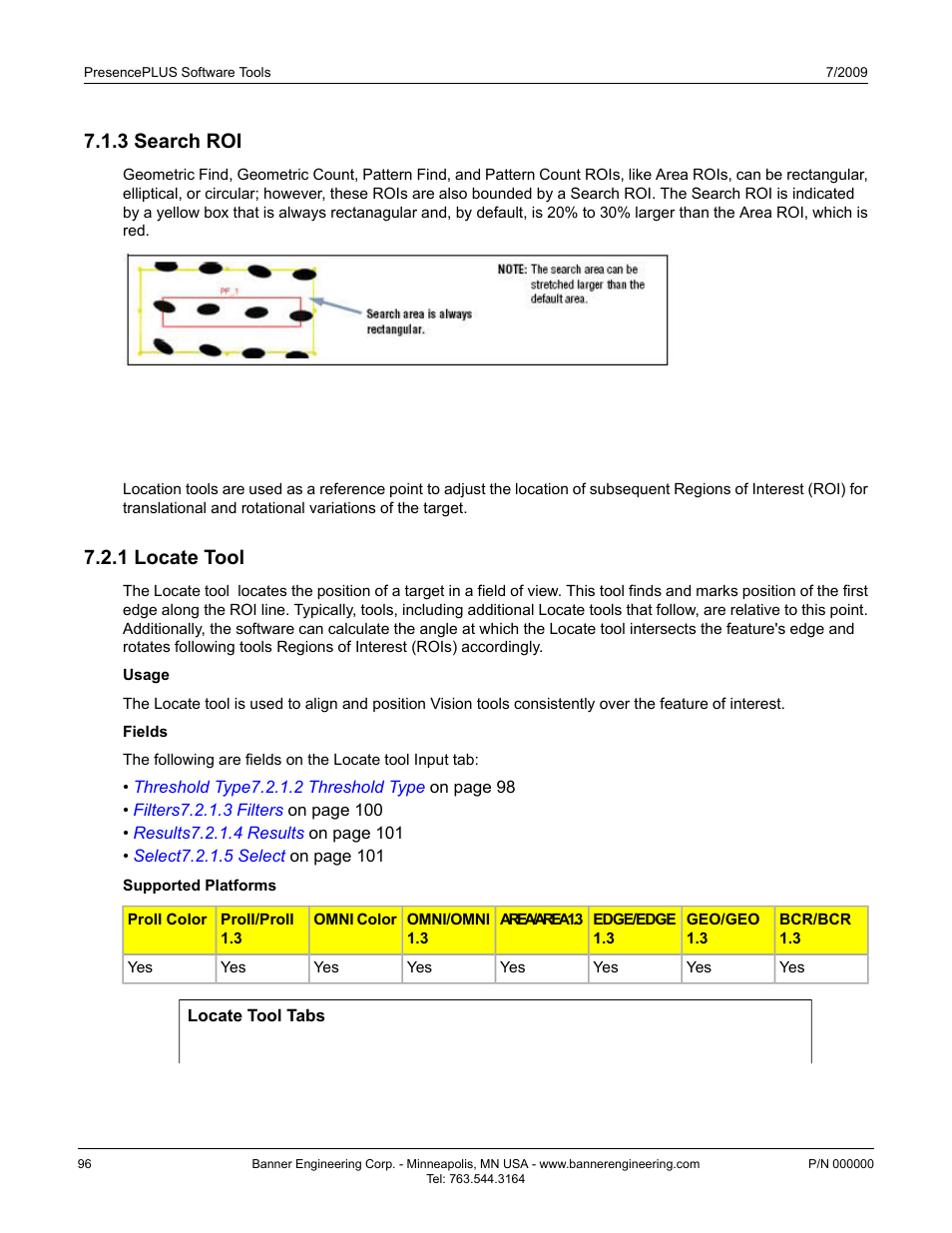 3 search roi, 2 location tools, 1 locate tool | Banner PresencePLUS P4 GEO 1.3 Series User Manual | Page 96 / 256