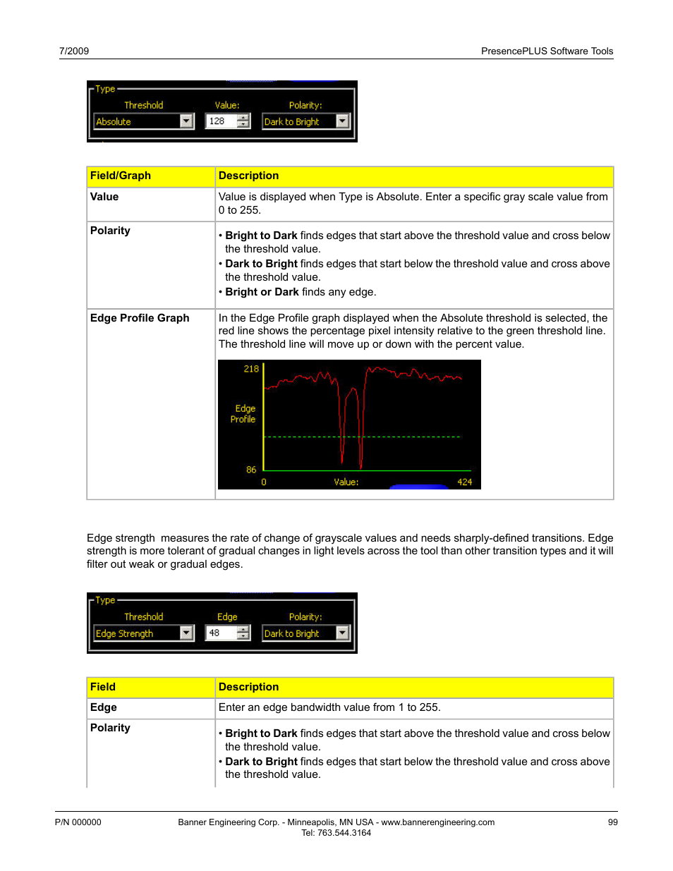 Edge strength | Banner PresencePLUS P4 GEO 1.3 Series User Manual | Page 99 / 256