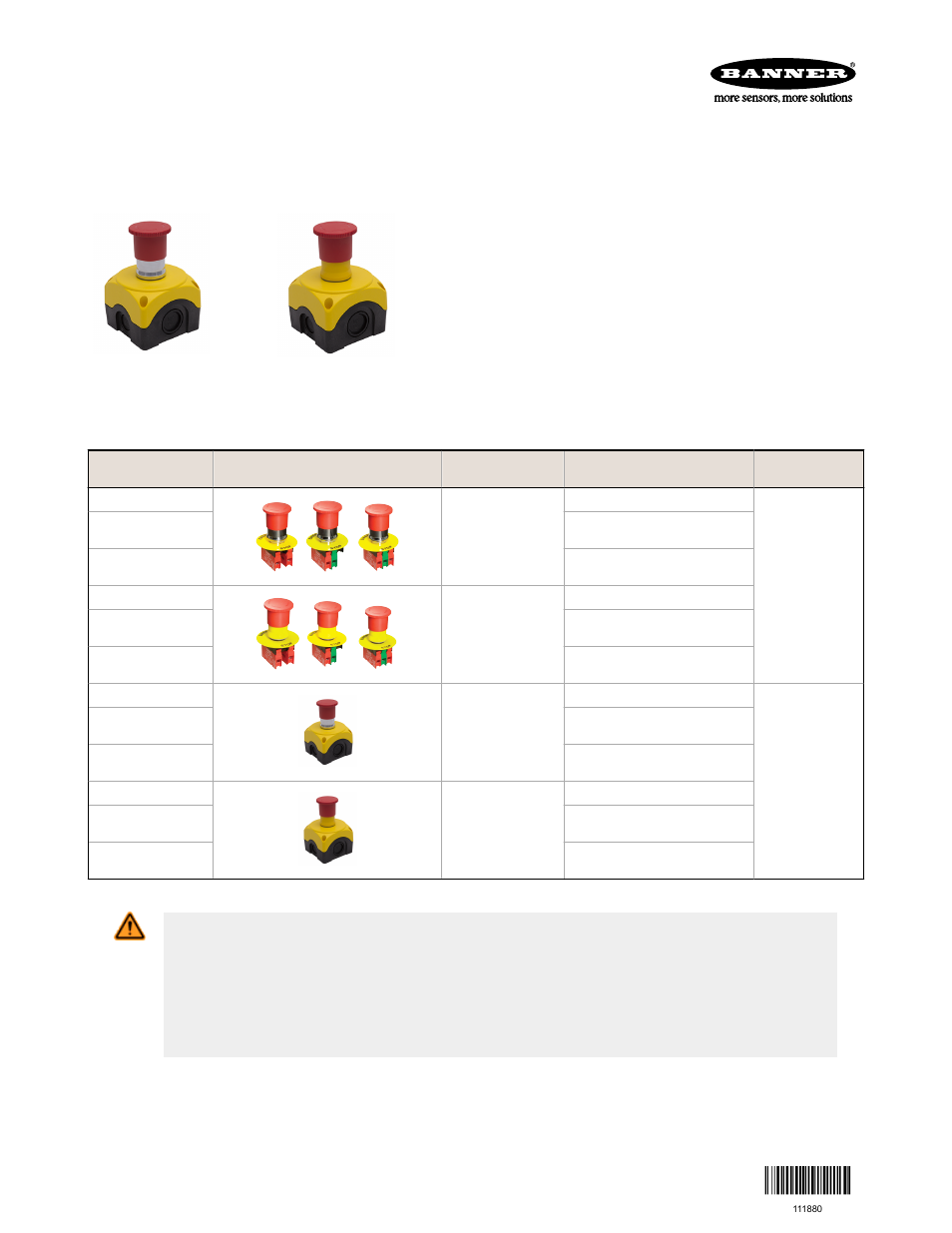 Banner Mechanical E-Stop Buttons User Manual | 5 pages