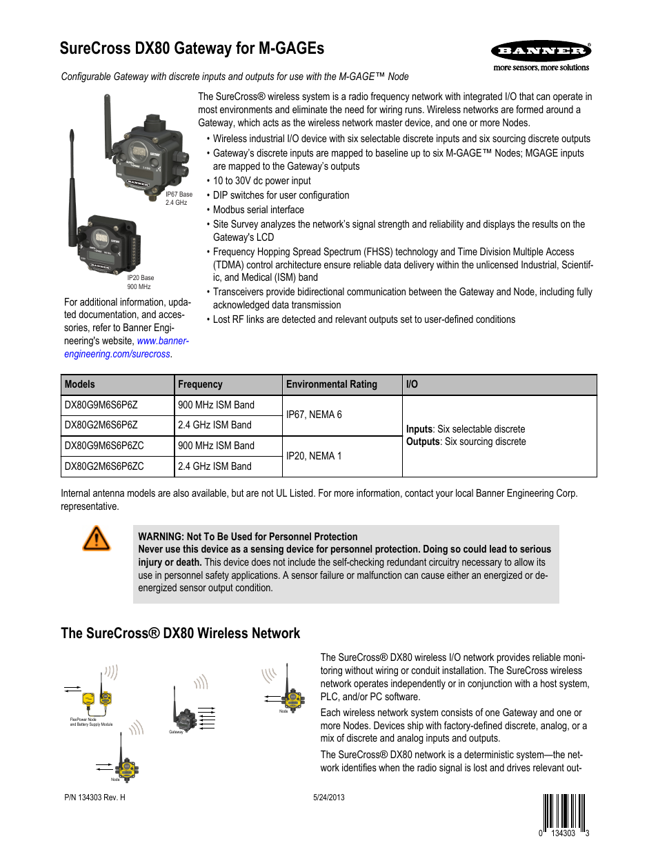 Banner SureCross DX80 Wireless Networks User Manual | 9 pages