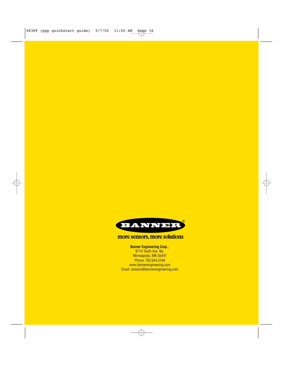 Banner PresencePLUS Pro COLOR—PROII Camera User Manual | Page 16 / 16