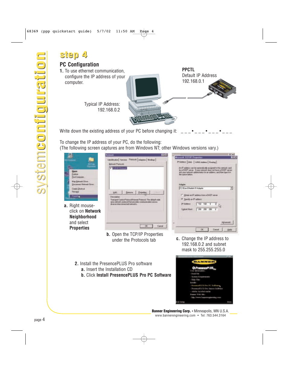 System configuration system configuration, Step 4 | Banner PresencePLUS Pro COLOR—PROII Camera User Manual | Page 4 / 16