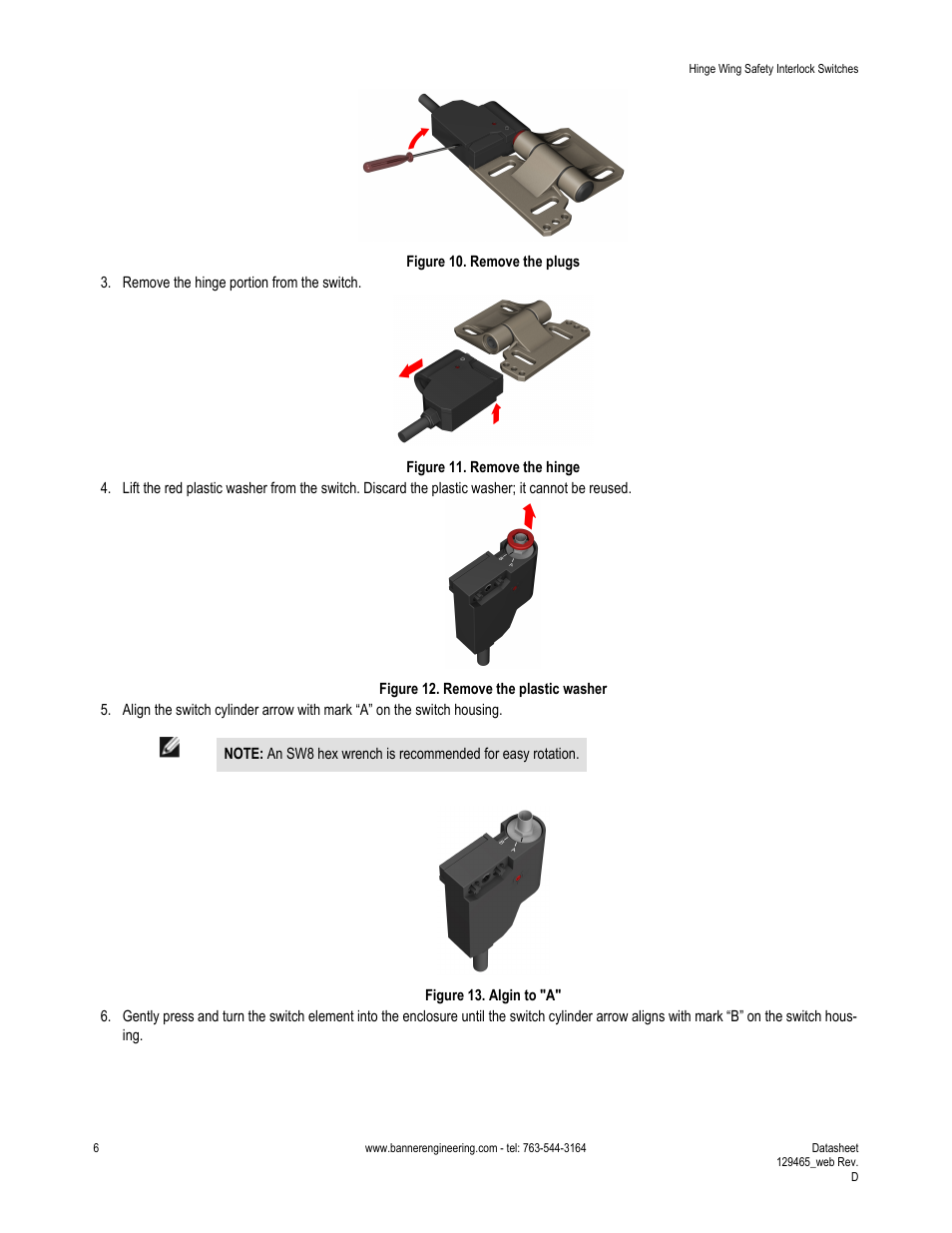 Banner SI-HG63 Hinge Style Switches User Manual | Page 6 / 14