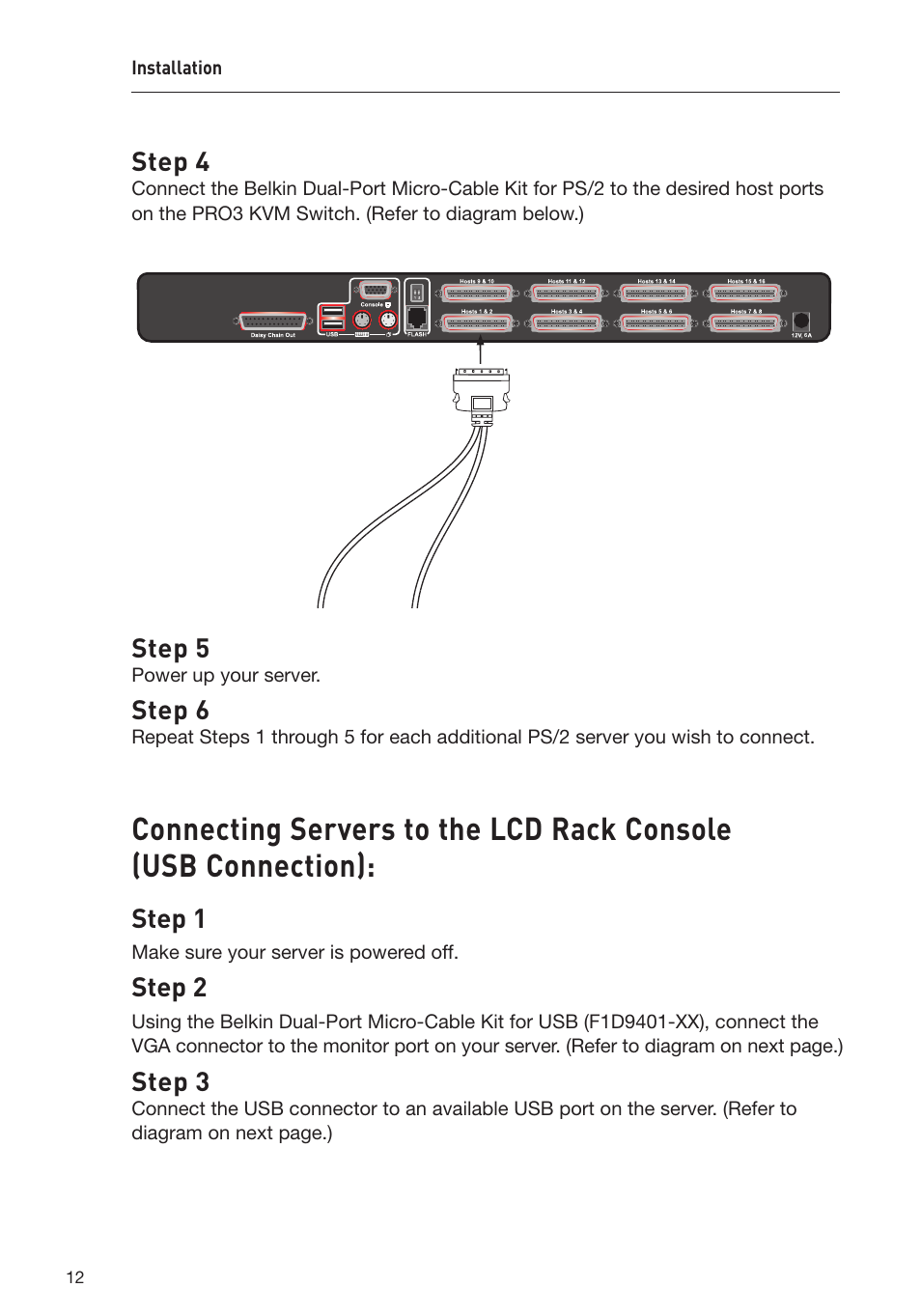 Step 4, Step 5, Step 6 | Step 1, Step 2, Step 3 | Belkin F1DC116C-US User Manual | Page 14 / 40